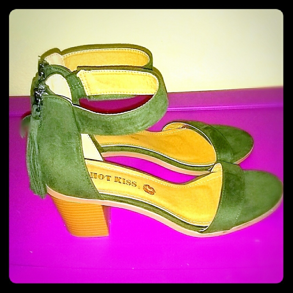 Olive Green Suede Heels